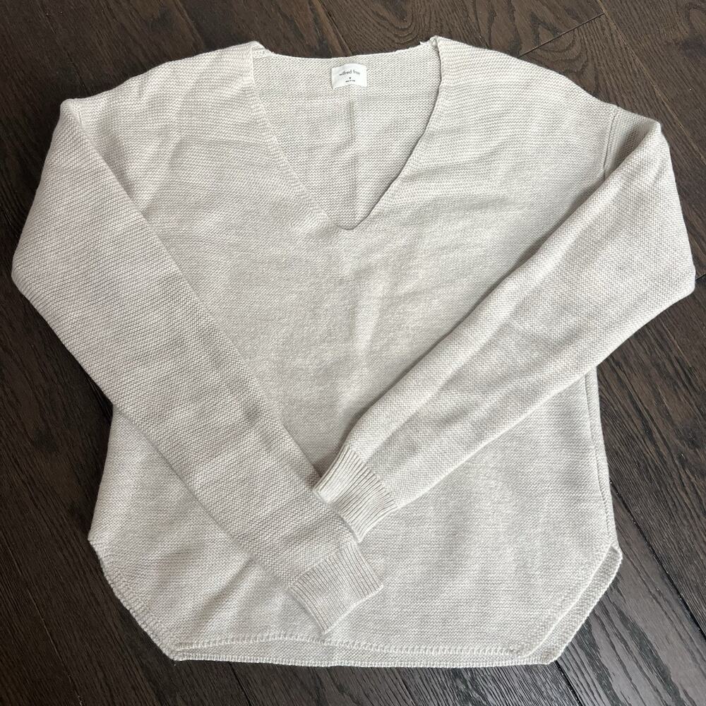 Aritzia Wilfred Free Wolter Oatmeal Merino Wool Waffle Knit Sweater Size M - Picture 1 of 12